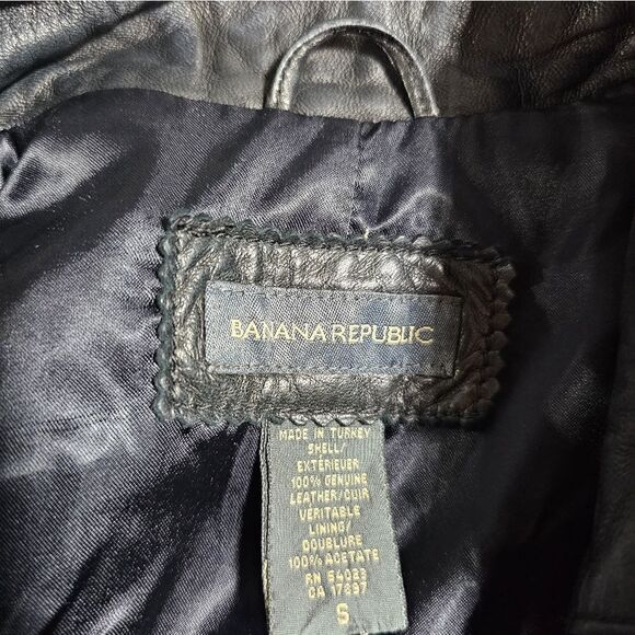 BANANA REPUBLIC Black Leather Jacket- Size Small - Picture 8 of 8